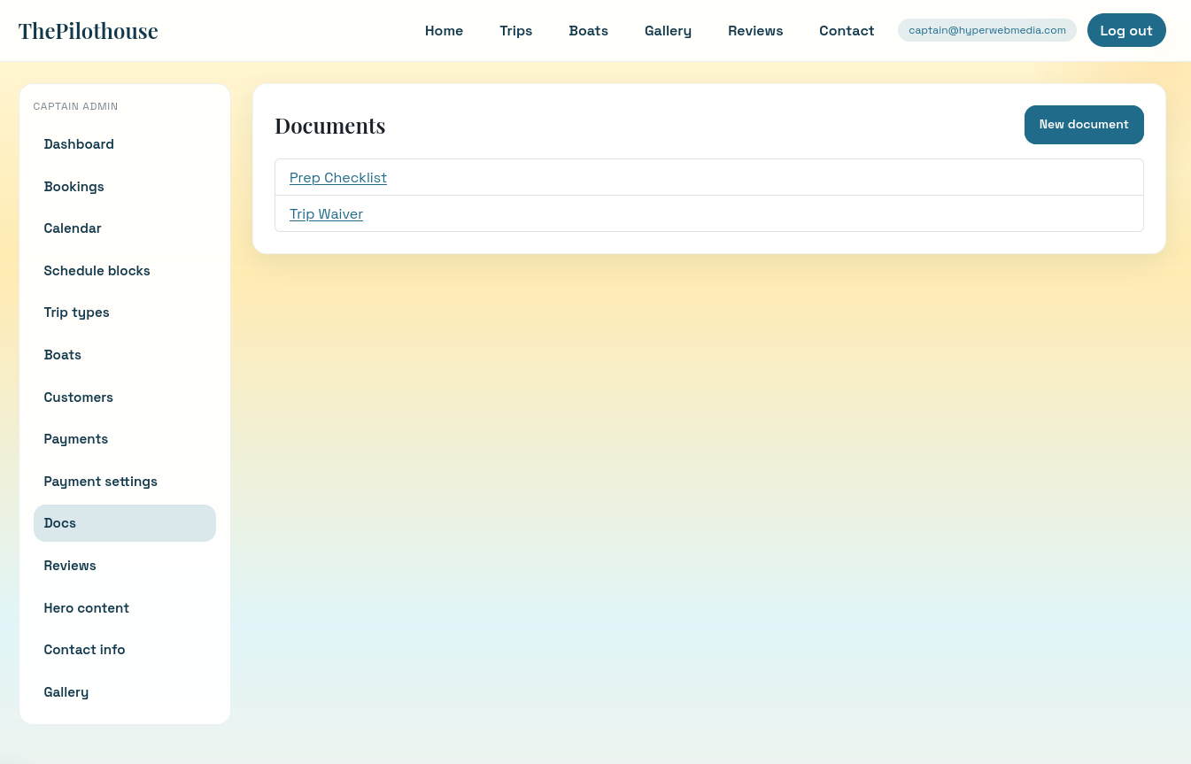 Pilothouse waivers and document templates editor - Charter captain software